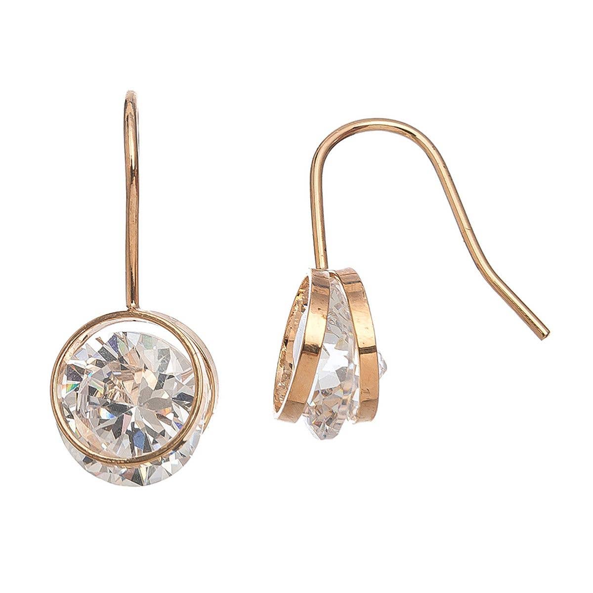 Dazzlers Cubic Zirconia Round Drop Earrings