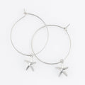 Dainty Starfish Charm Hoop Earrings