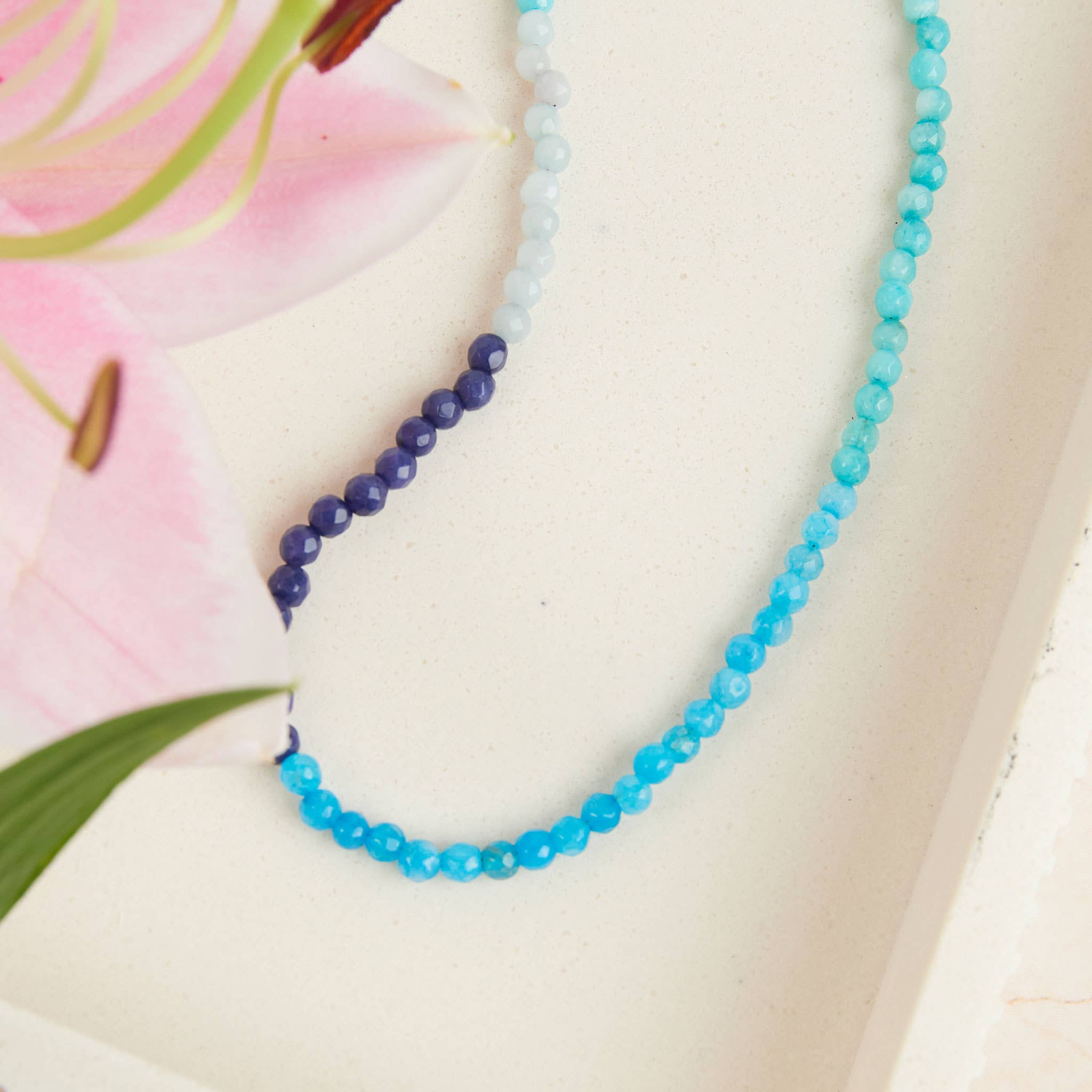 Maren Genuine Aventurine Stone Ombre 15" Beaded Necklace