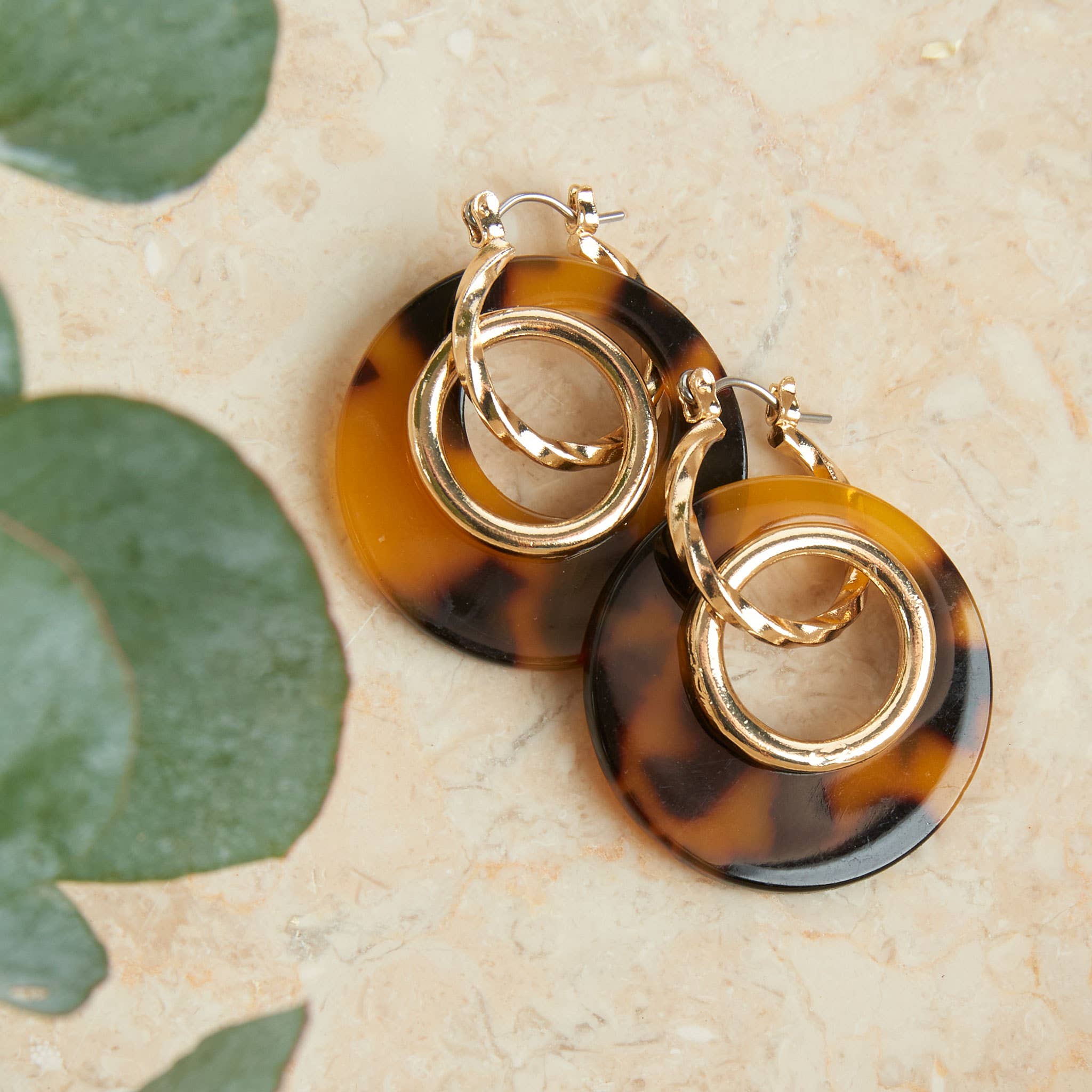 Tortoiseshell Double Ring Acrylic Hoop Earring