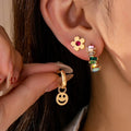 Rainbow Crystal, Smiley, and Floral Trio Earrings | 80E62109