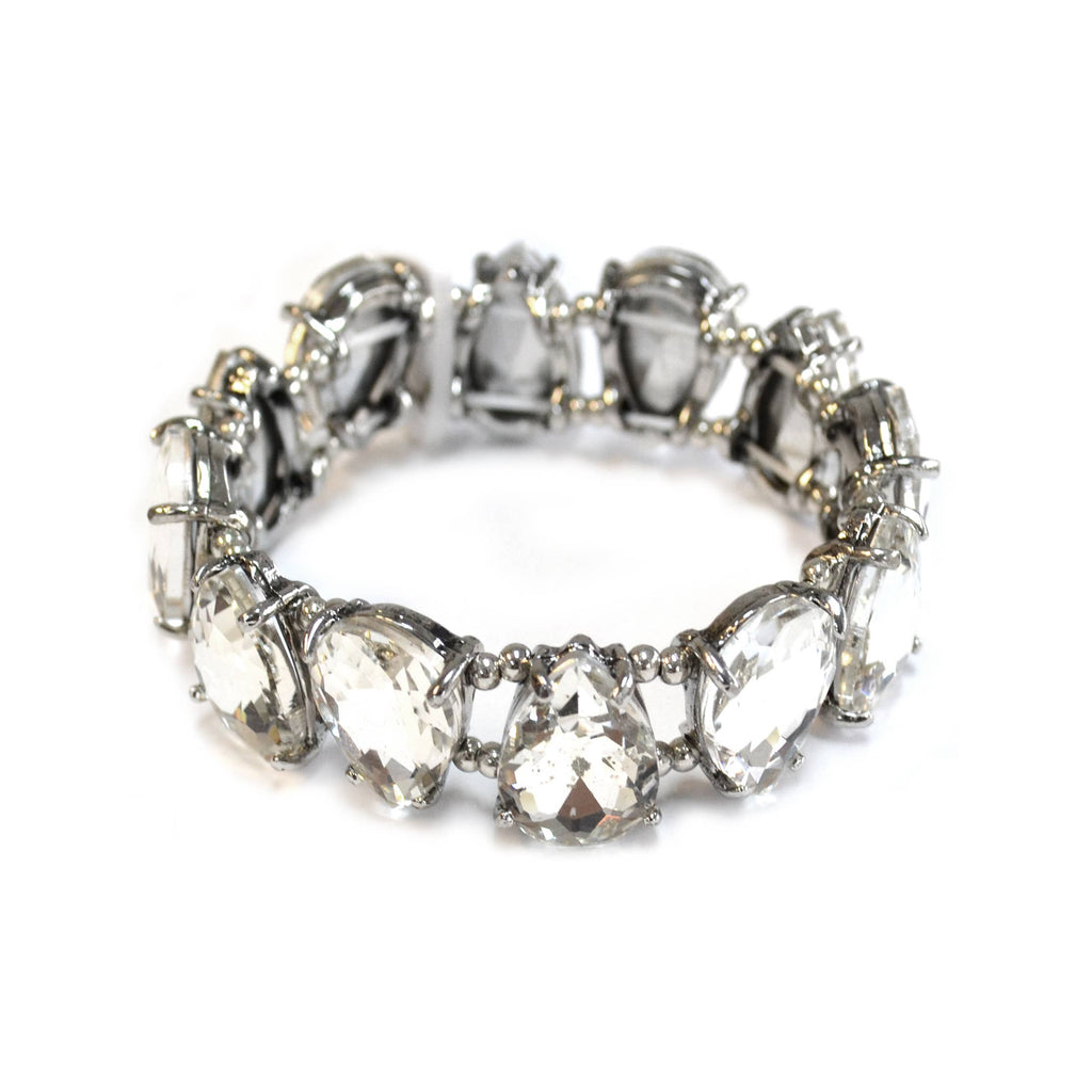 Teardrop Glass Crystal Bead Linked Stretch Bracelet