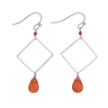 Drop Earrings Square Orange Sea Glass Beach Jewelry