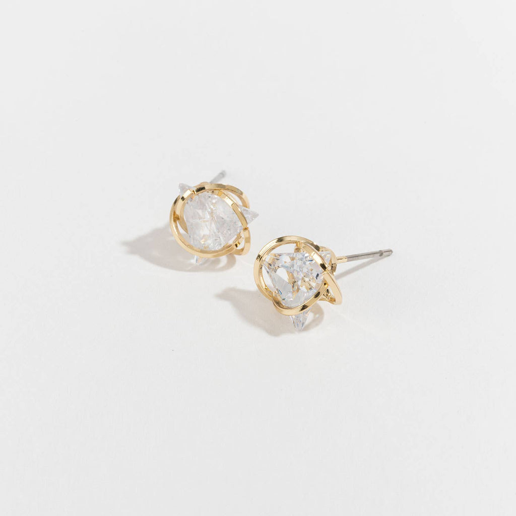 Dazzlers Cubic Zirconia Triangular Stud Earrings