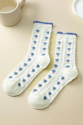 Woman Embroidered Texture Crew Sock | 40S02085