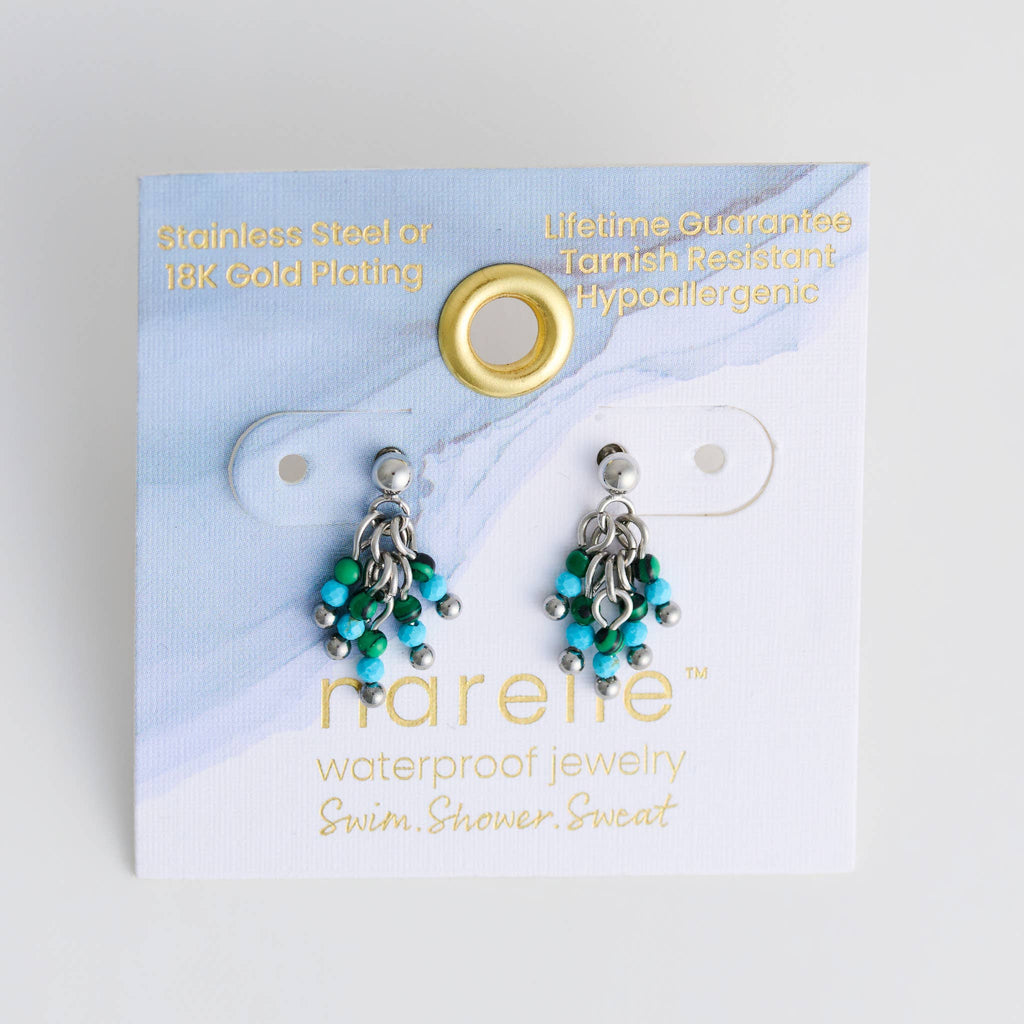 Waterproof Earrings Fringe Drop Amazonite Narelle Silver