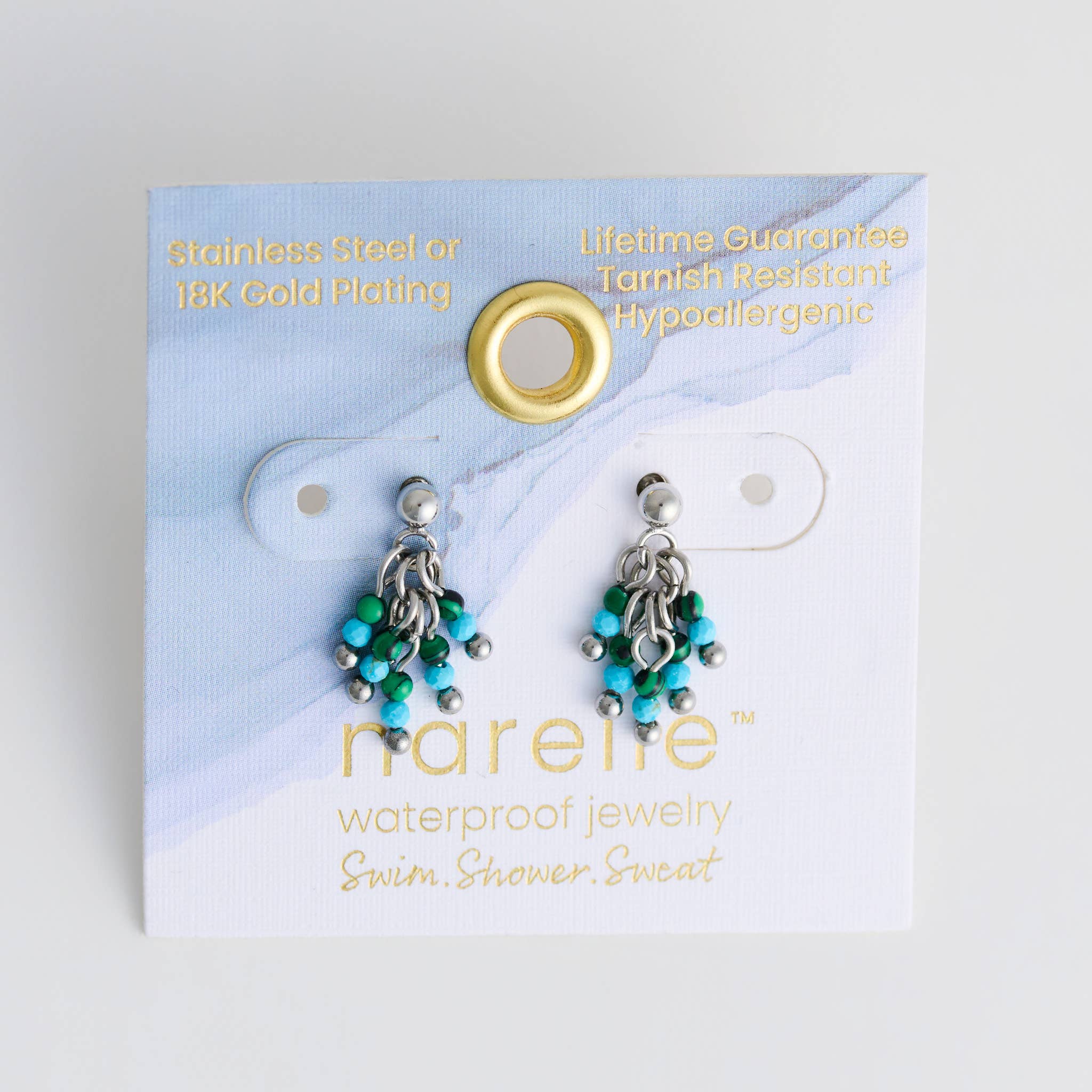 Waterproof Earrings Fringe Drop Amazonite Narelle Silver