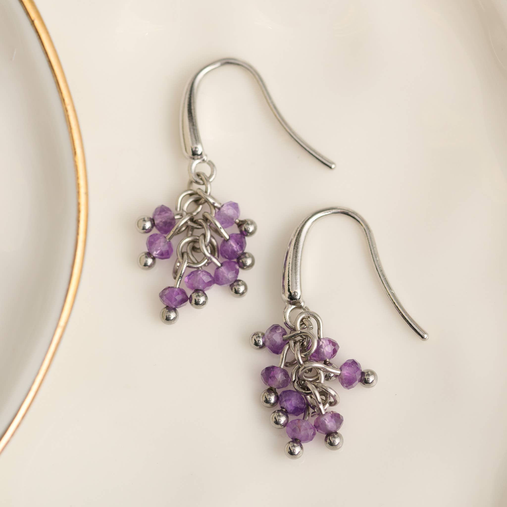 Waterproof Earrings Gemstone Beaded Drop Narelle Fringe