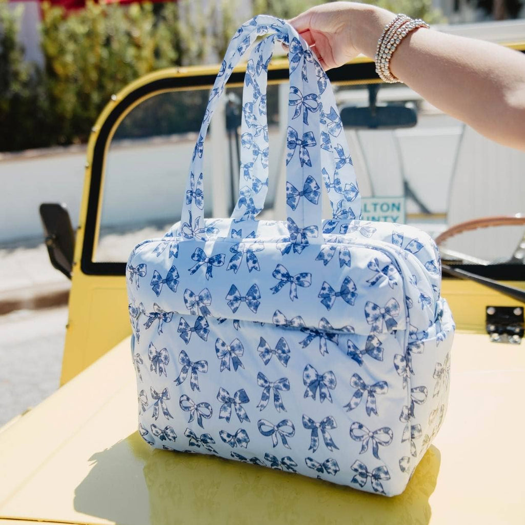 Light Blue Toile Coquette Bows Weekender