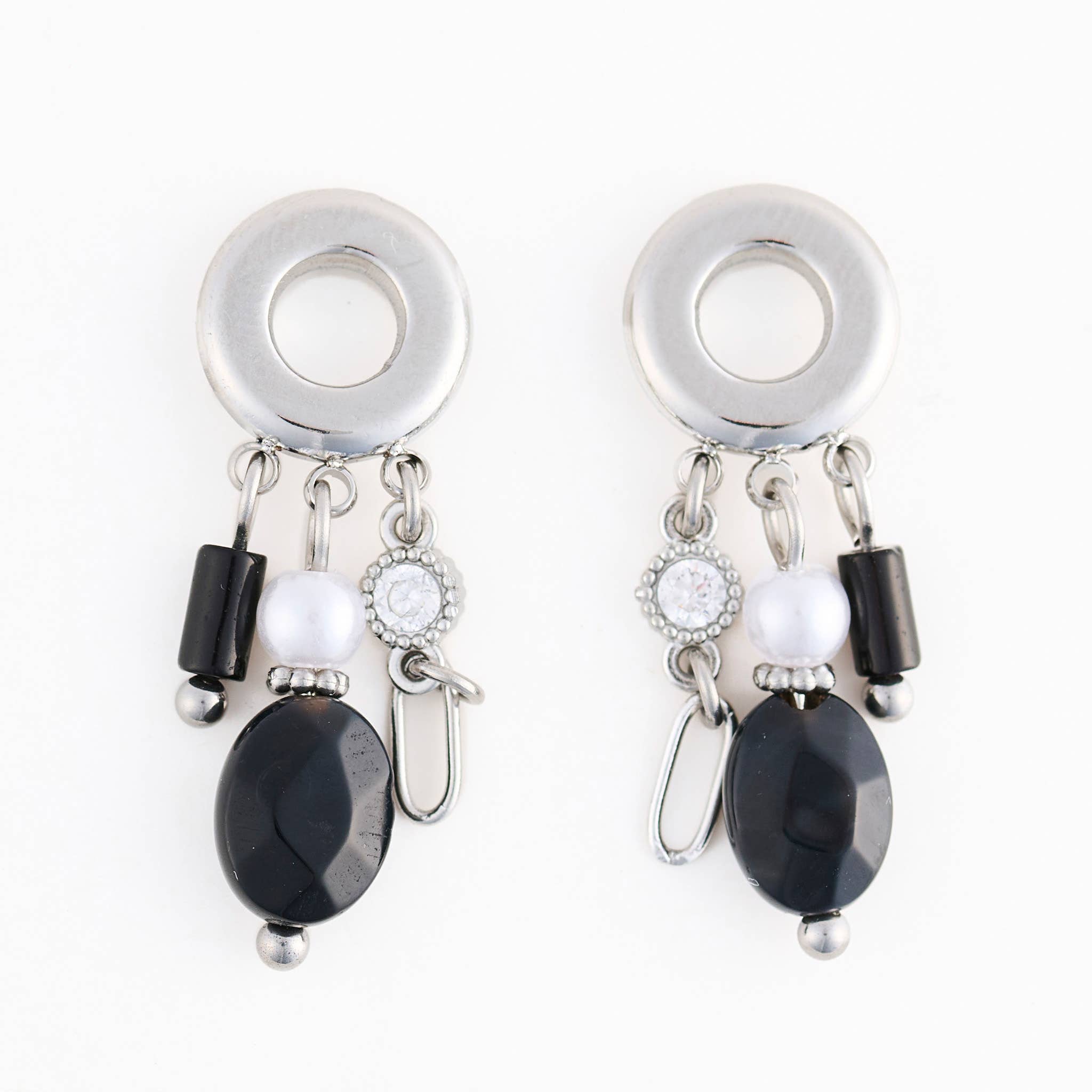 Waterproof Earrings Drop Black Agate Jewelry Narelle Post