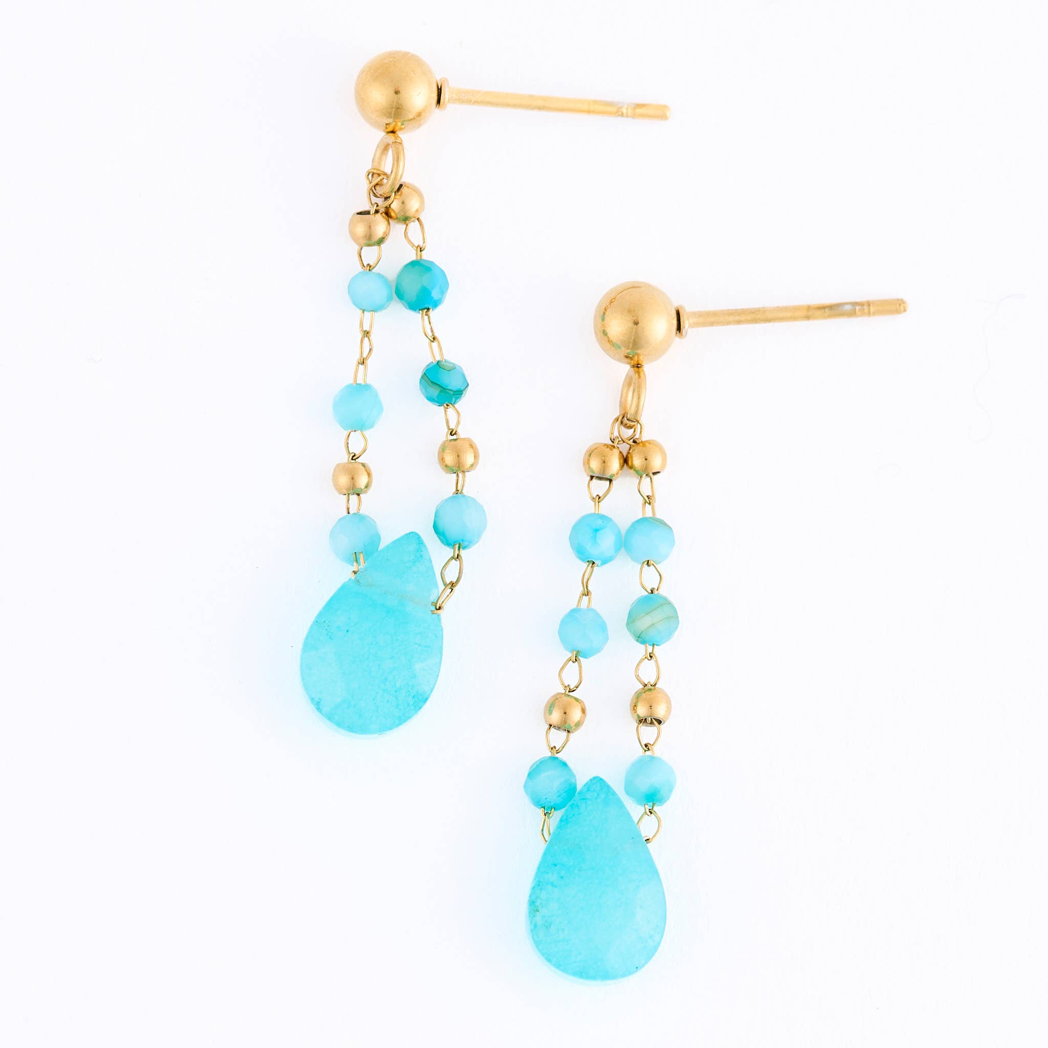 Waterproof Earrings Drop Kyanite Beaded Narelle Gold