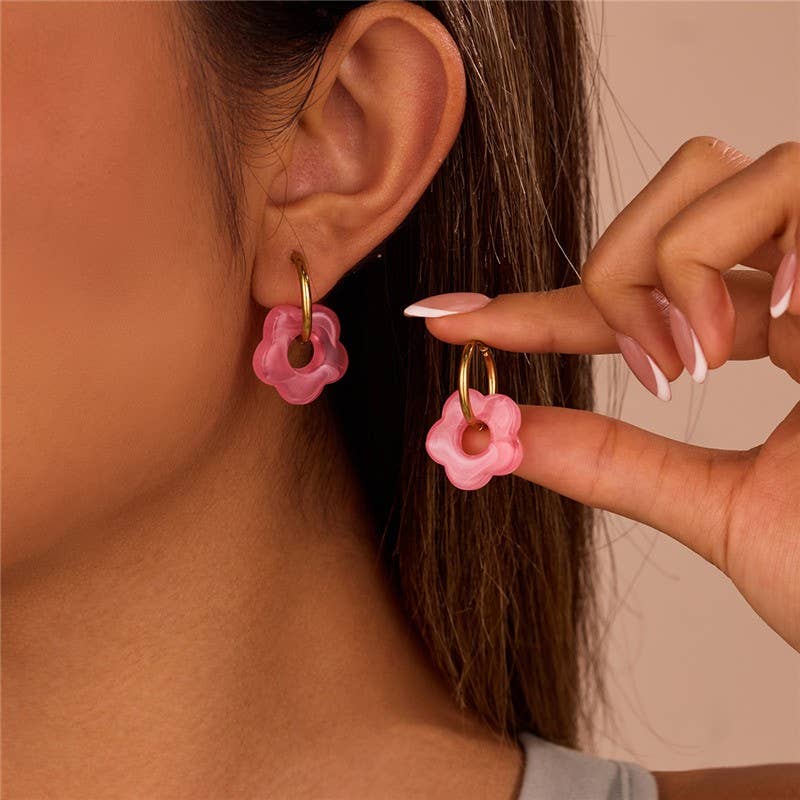 FLORAL Huggies : 18K STAINLESS STEEL TARNISH FREE