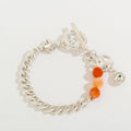 Orange Bead and Silver Chain Toggle Bracelet