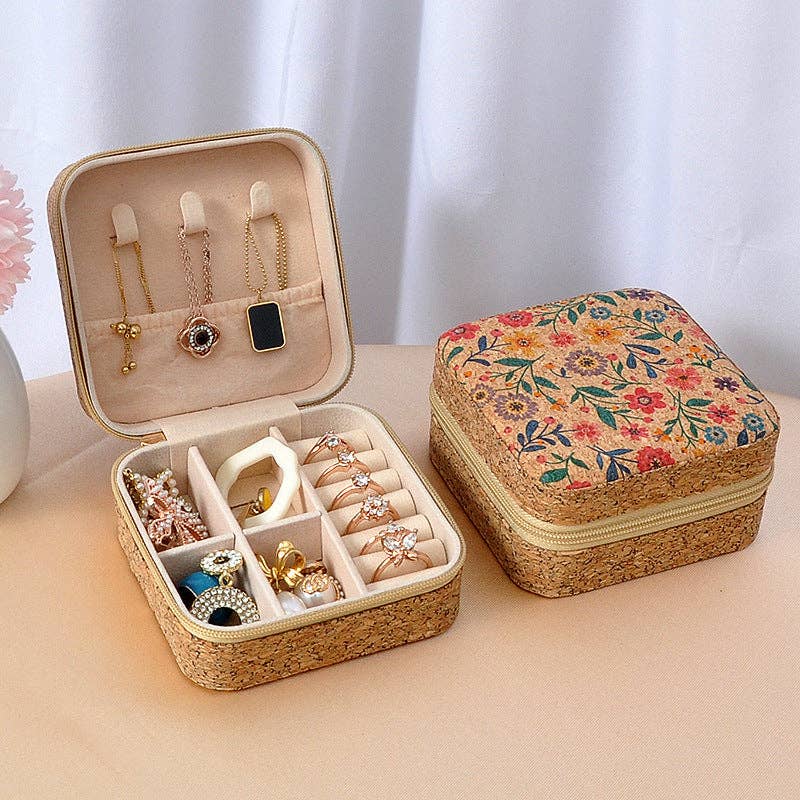 Luxury Vintage Mirror Jewelry Organizer Portable Travel Earring Ring Necklace Case