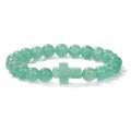 Boho Natural Stone Cross Charm Beaded Bracelet | 40B5248