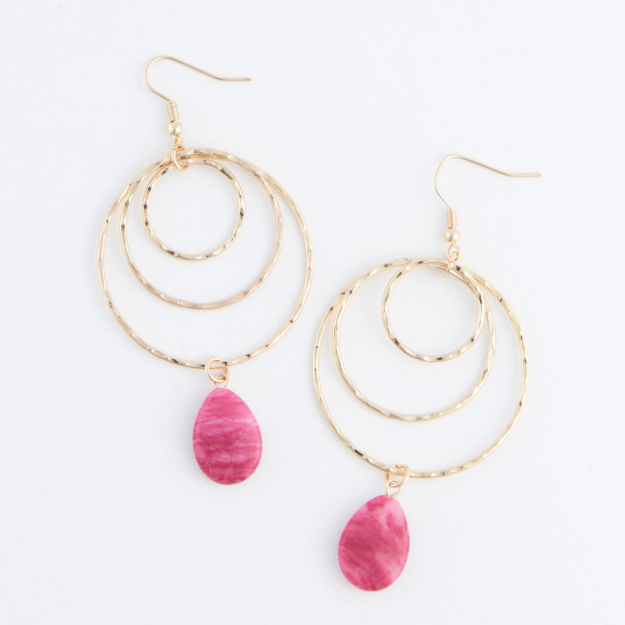 Kina Gold Multi Ring Stone Drop Earrings