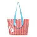 Large Striped Vinyl Tote Bags with Shoulder Strap | 40P619