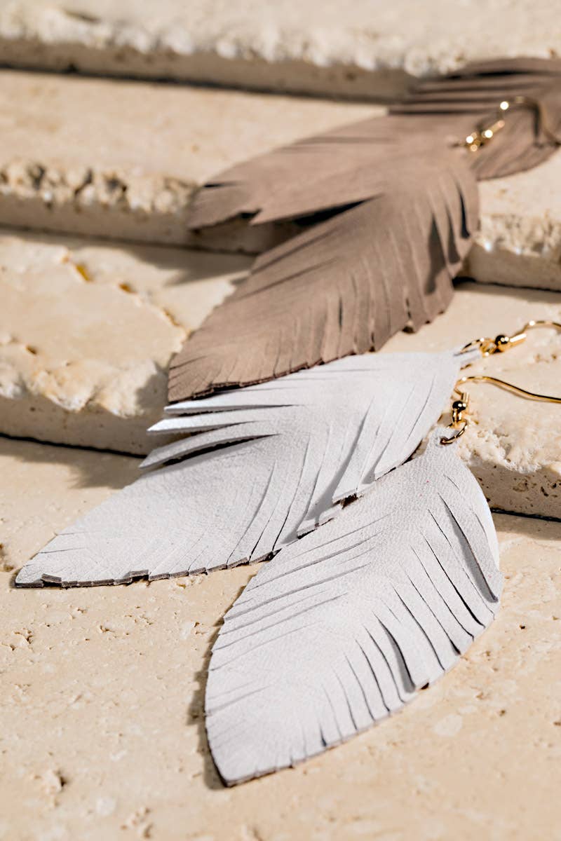 Genuine Leather Leaf Earrings