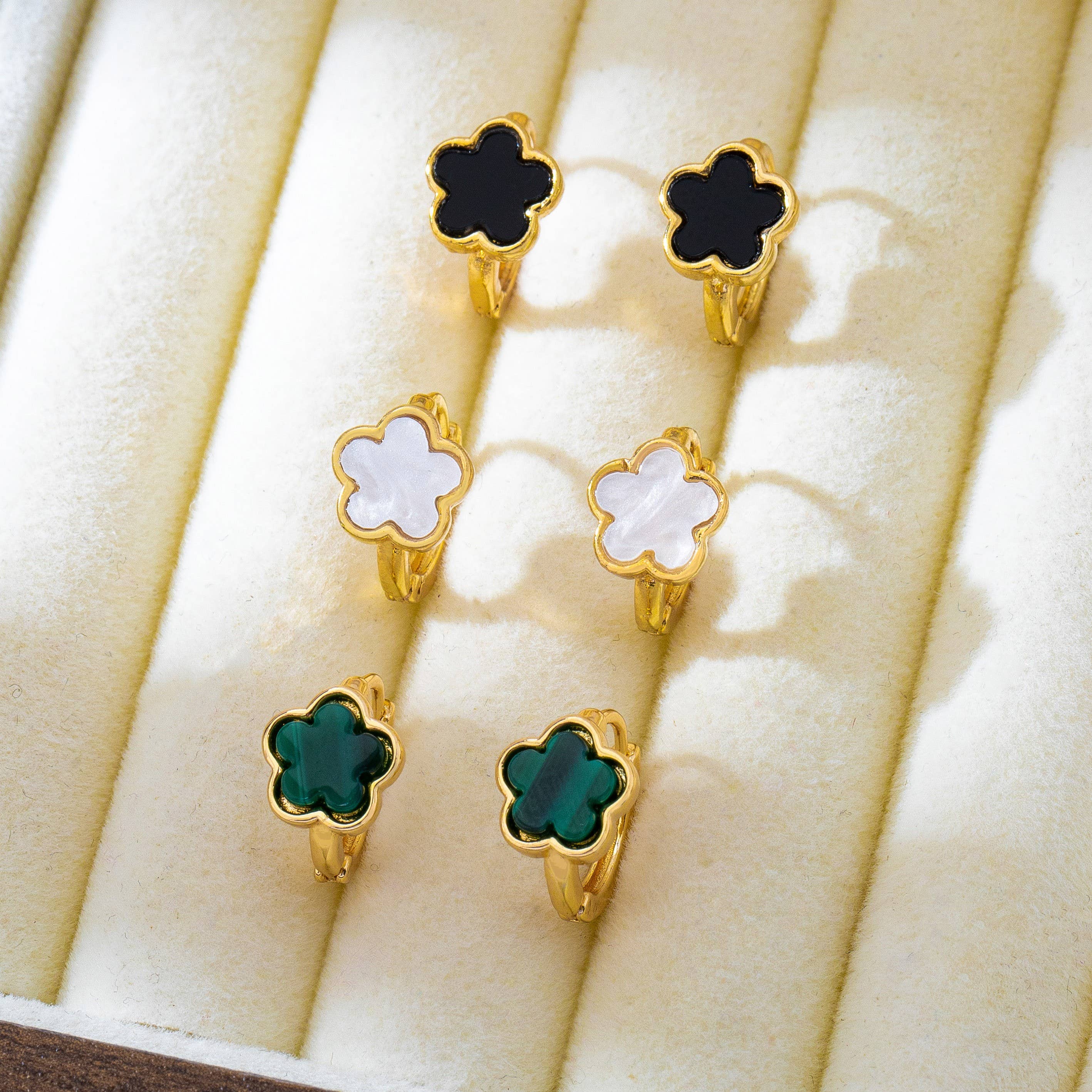 Enamel Flower Huggie Hoop Earrings | 80E62387