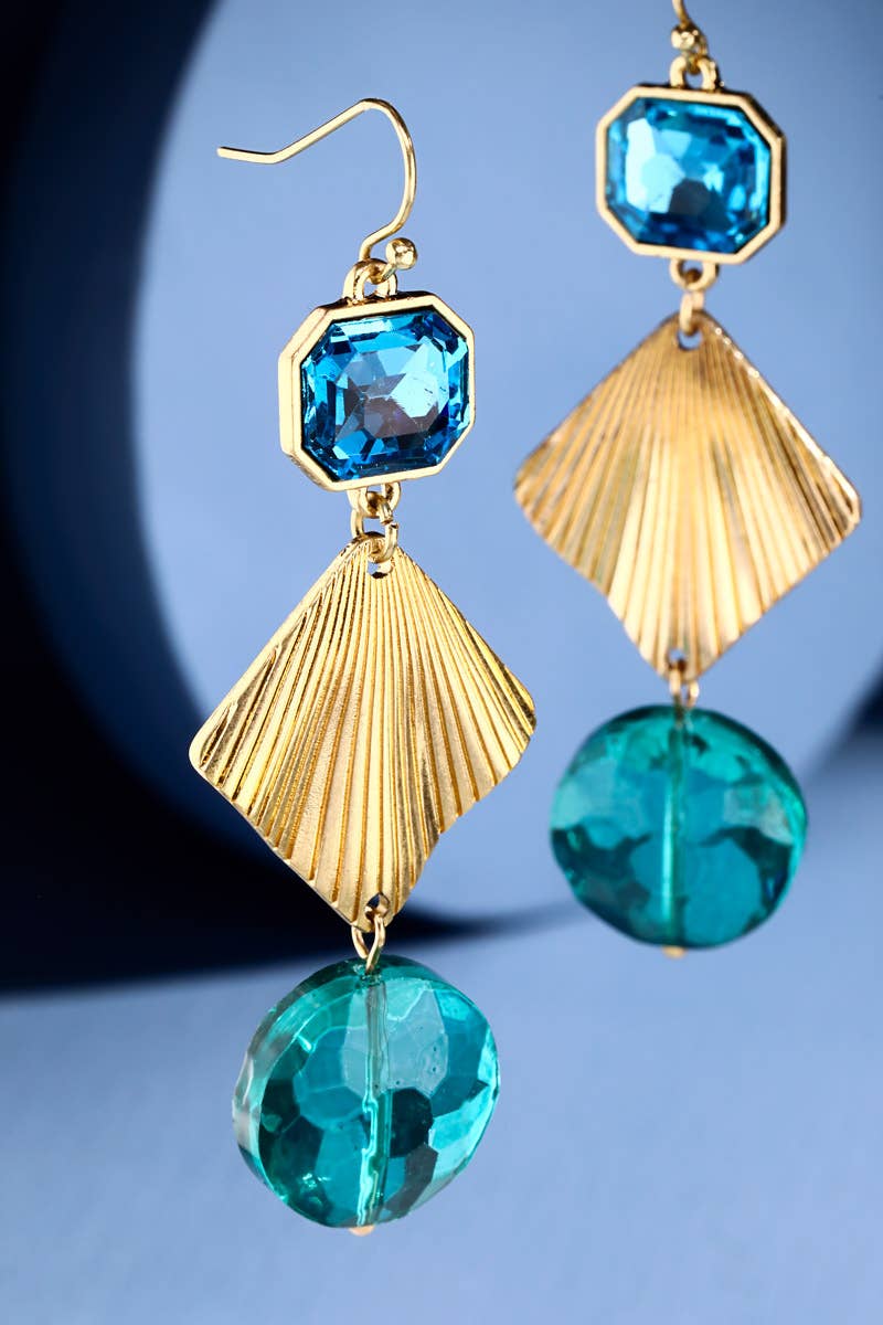 Linear Glass Dangle Drop Earrings