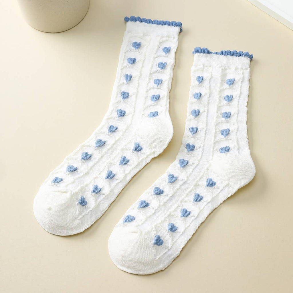Woman Embroidered Texture Crew Sock | 40S02085