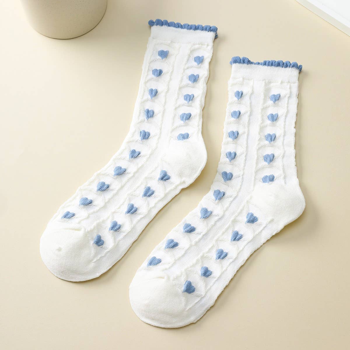 Woman Embroidered Texture Crew Sock | 40S02085