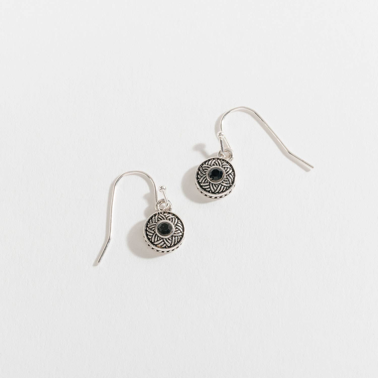Silver with Stone Drop Ear Sense Earrings