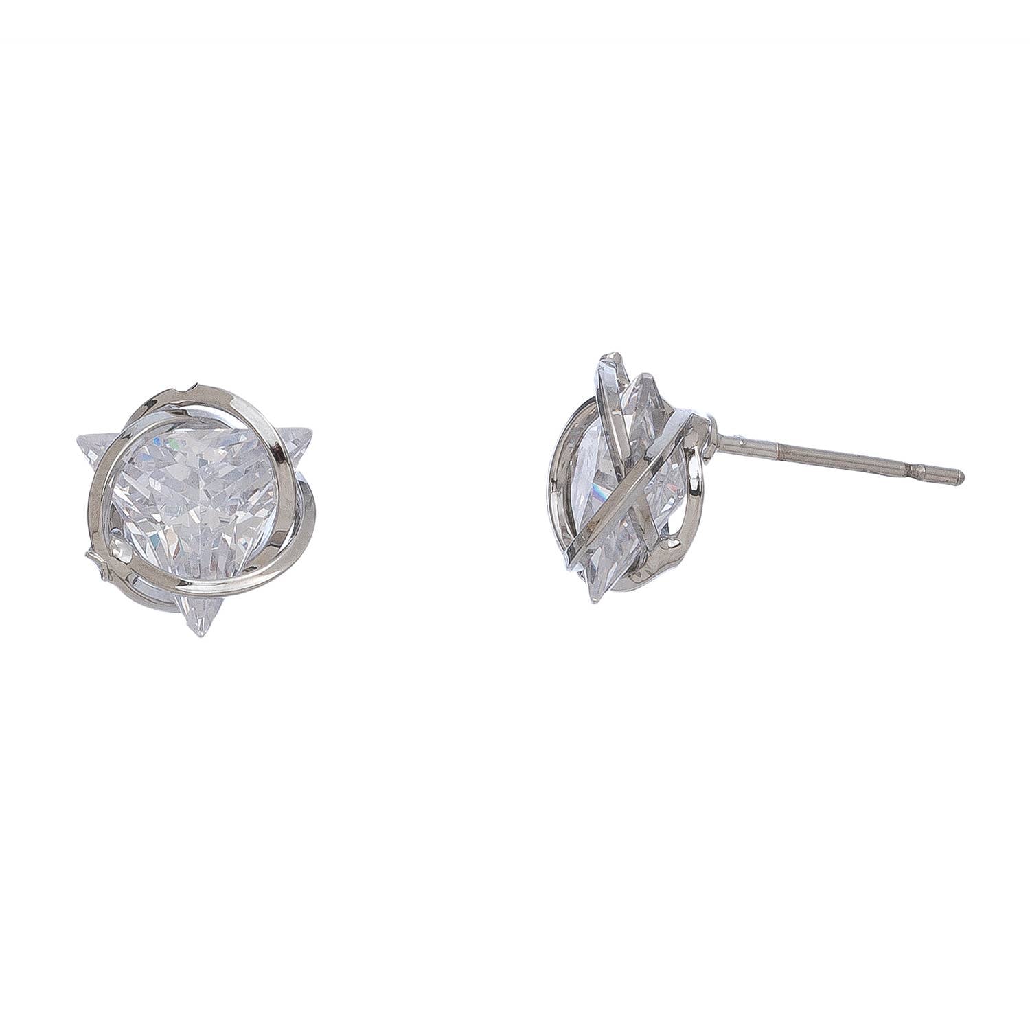Dazzlers Cubic Zirconia Triangular Stud Earrings