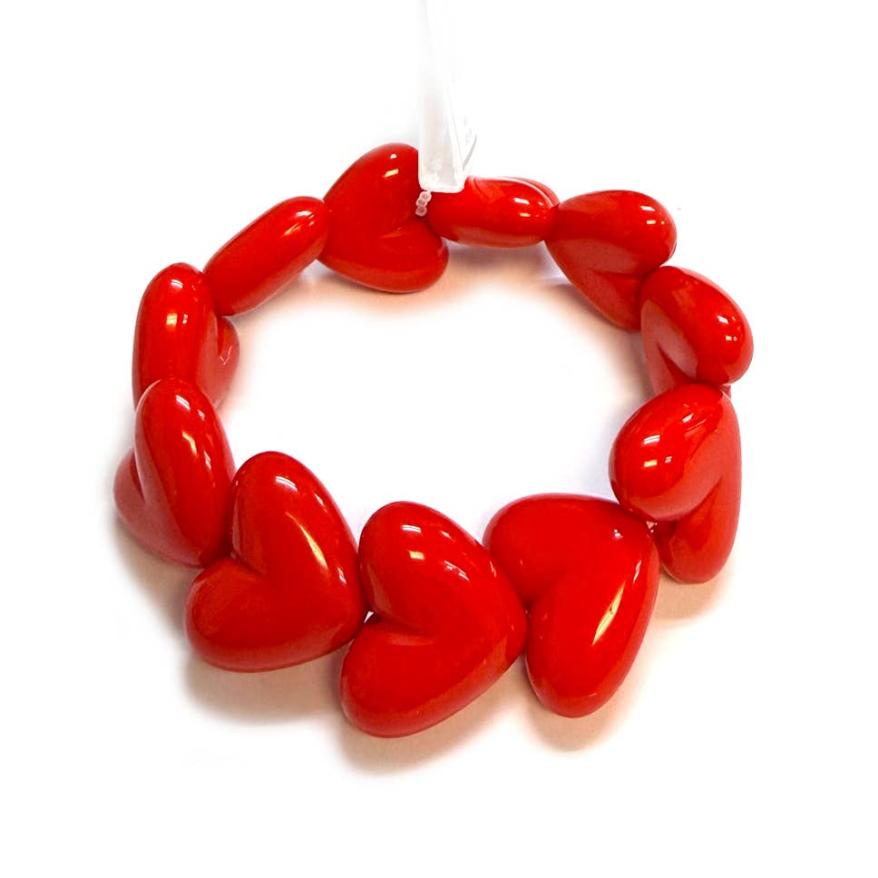 Single Puffy Acrylic Chunky Love Heart Stretch Bracelet