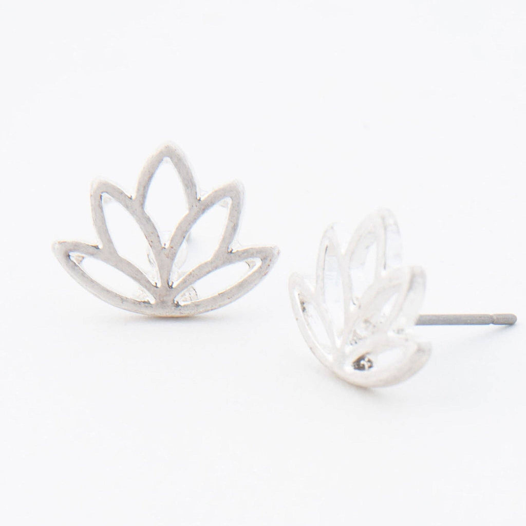Lotus Flower Silver Stud Bud Earrings