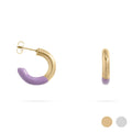 18K Gold PVD Stainless Steel Purple Epoxy Huggie Earrings