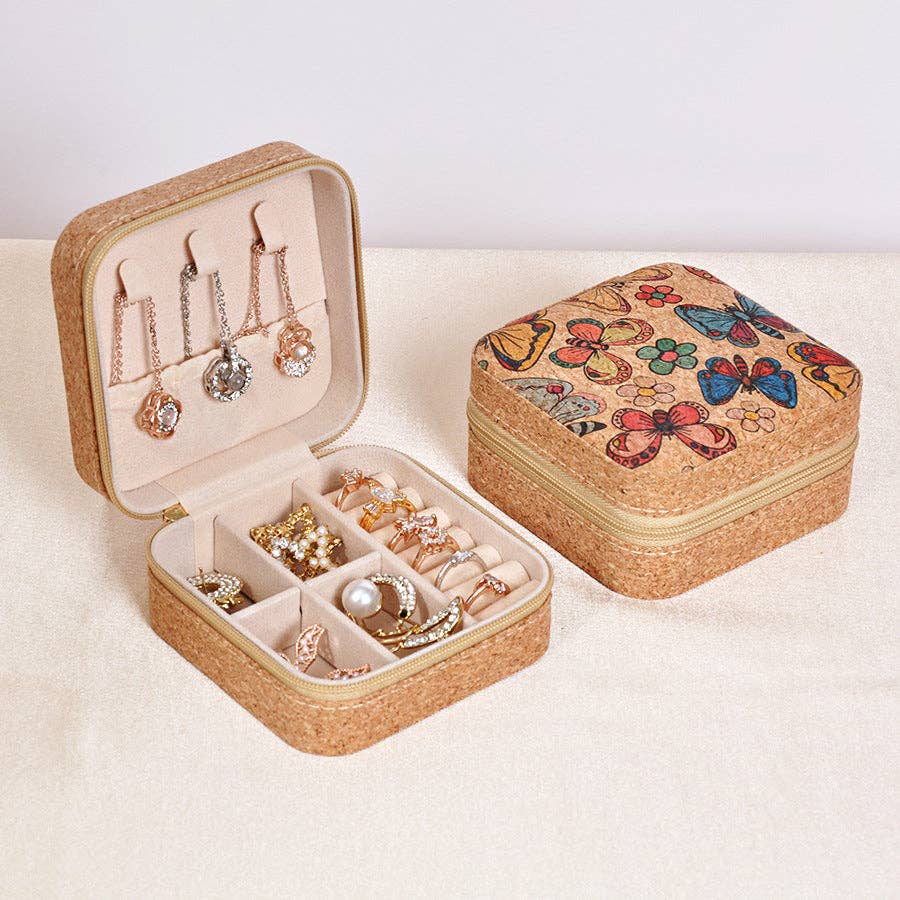 Luxury Vintage Mirror Jewelry Organizer Portable Travel Earring Ring Necklace Case