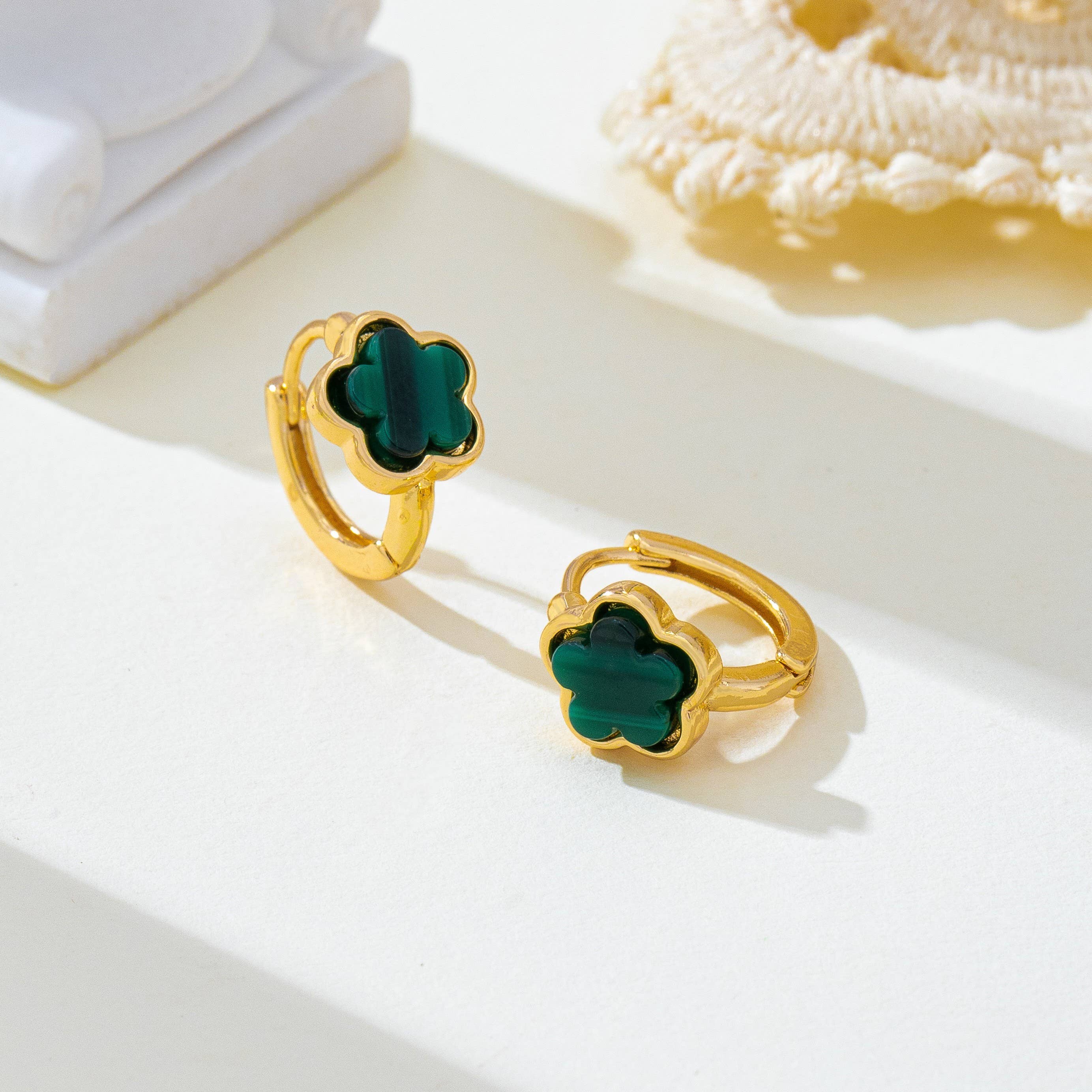 Enamel Flower Huggie Hoop Earrings | 80E62387