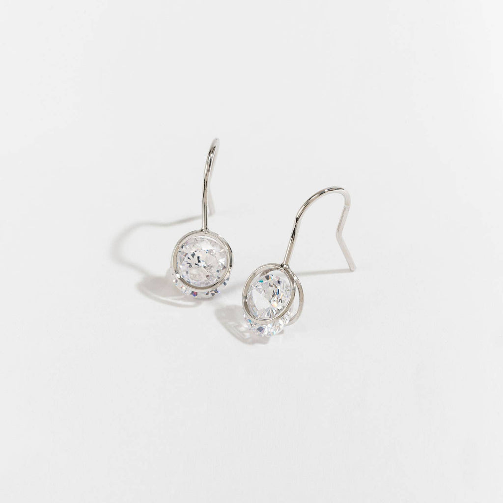 Dazzlers Cubic Zirconia Round Drop Earrings