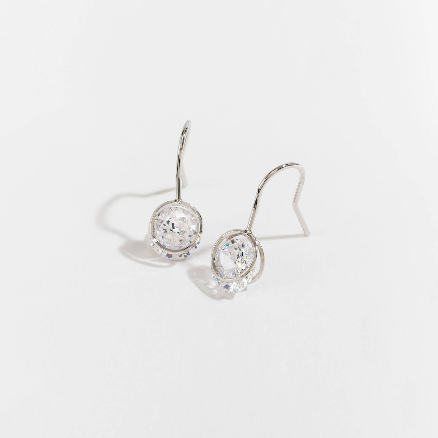 Dazzlers Cubic Zirconia Round Drop Earrings