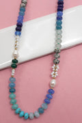 NATURAL STONE AGATE GLASS STAINLESS STEEL NECKLACE | 80N9204