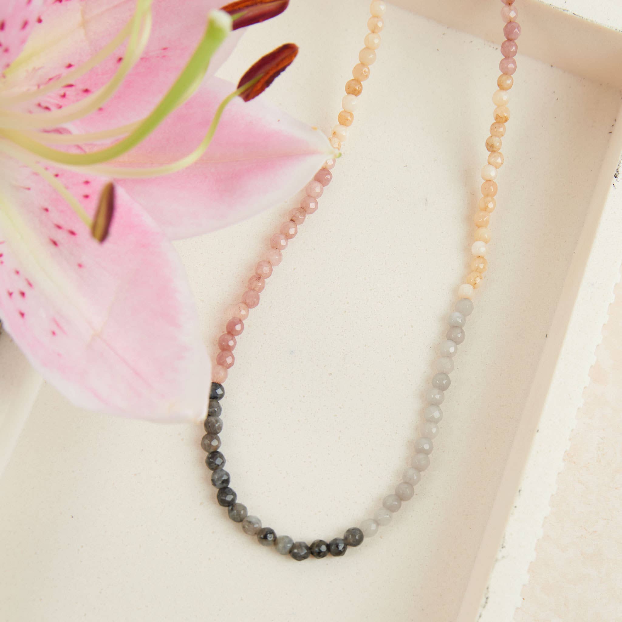Maren Genuine Aventurine Stone Ombre 15" Beaded Necklace