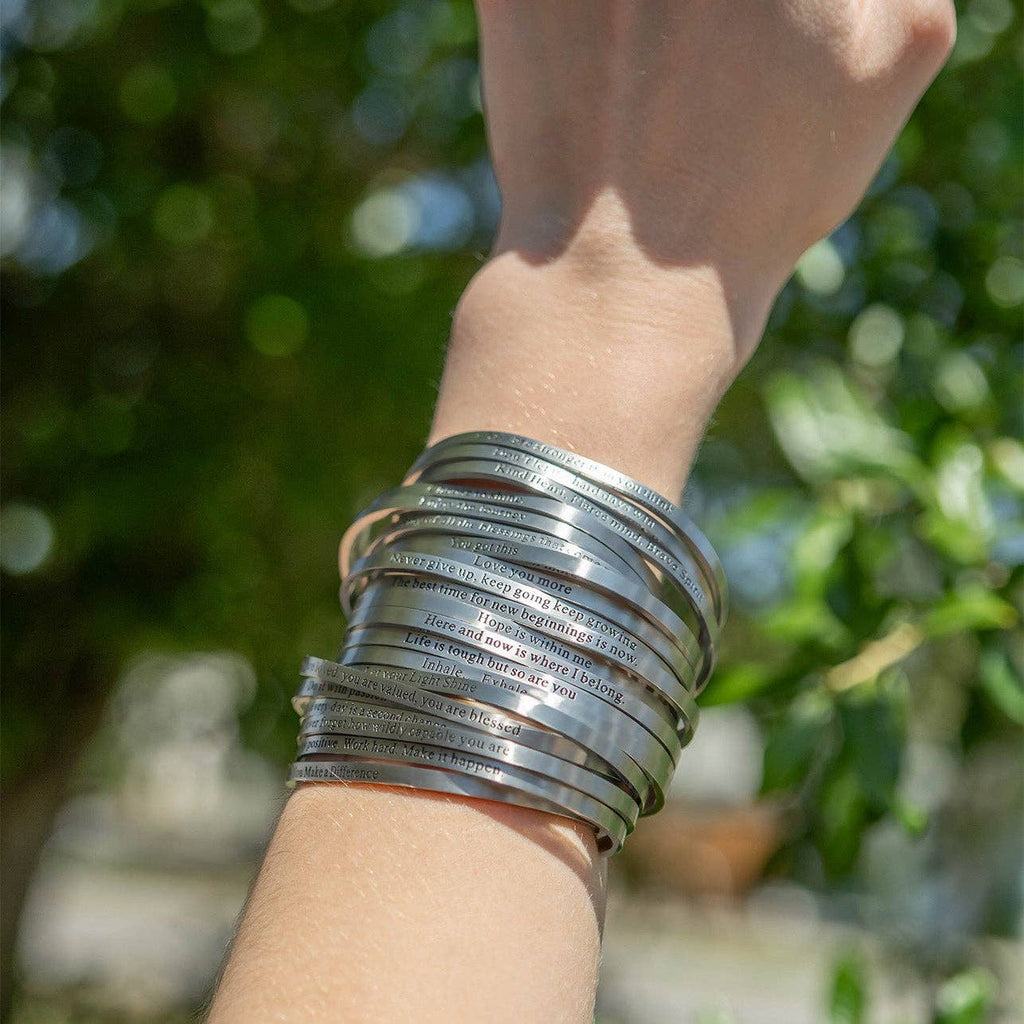 "You are stronger than you think" Engraved Bangle Bracelet