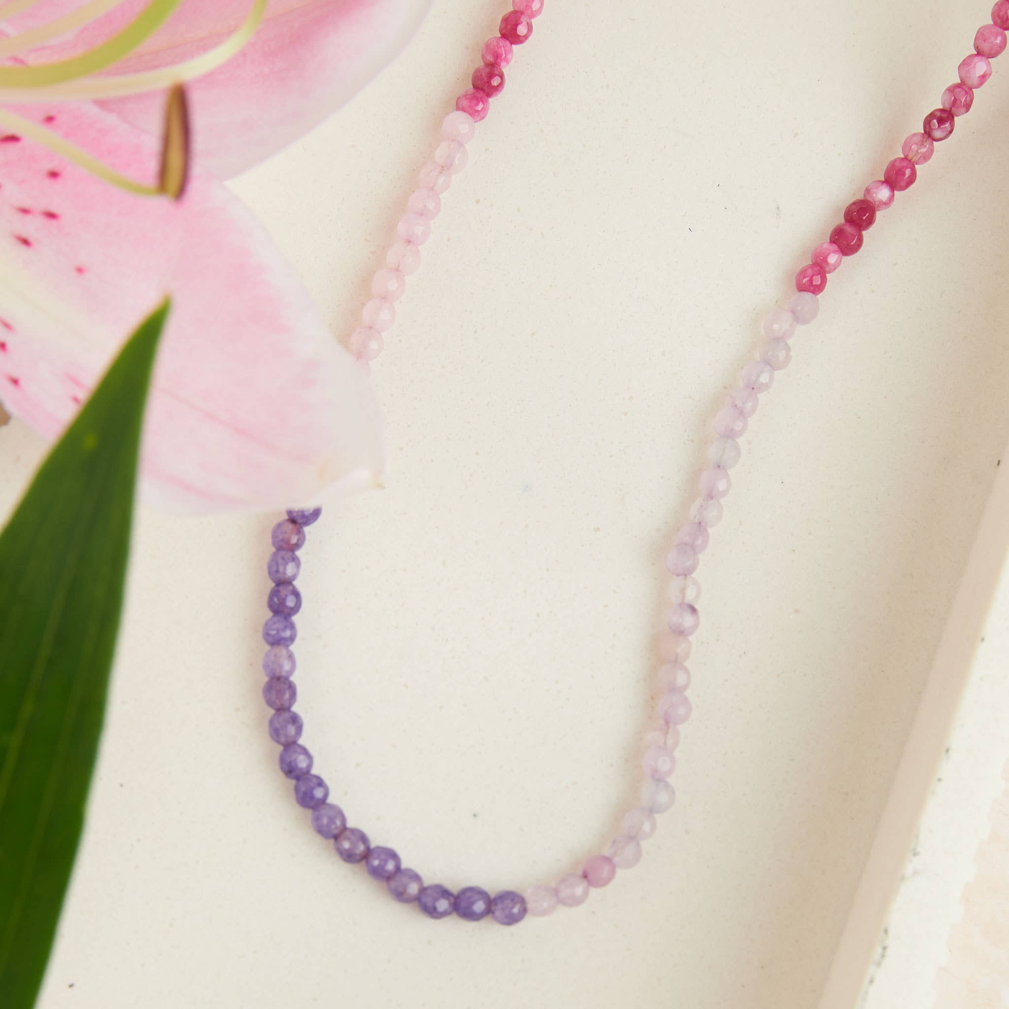Maren Genuine Aventurine Stone Ombre 15" Beaded Necklace