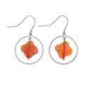 Drop Earrings Quatrefoil Orange Sea Glass Beach Jewelry