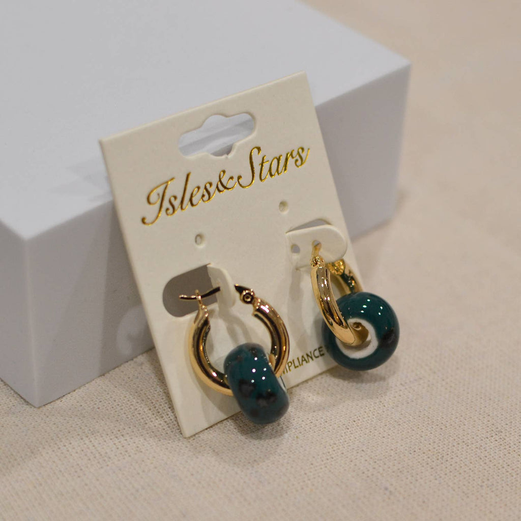 Elegance Pattern Murano glass bead donut huggie earrings