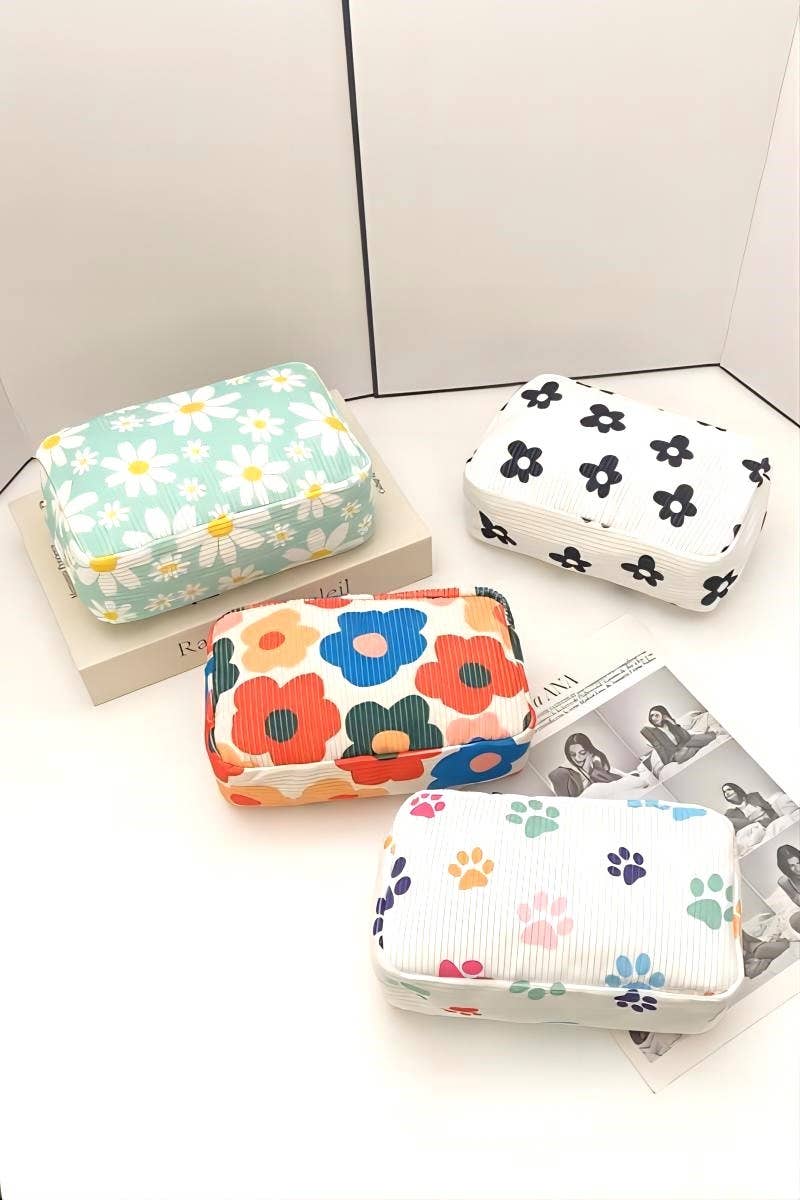 `.Corduroy cosmetic make up bag pouch