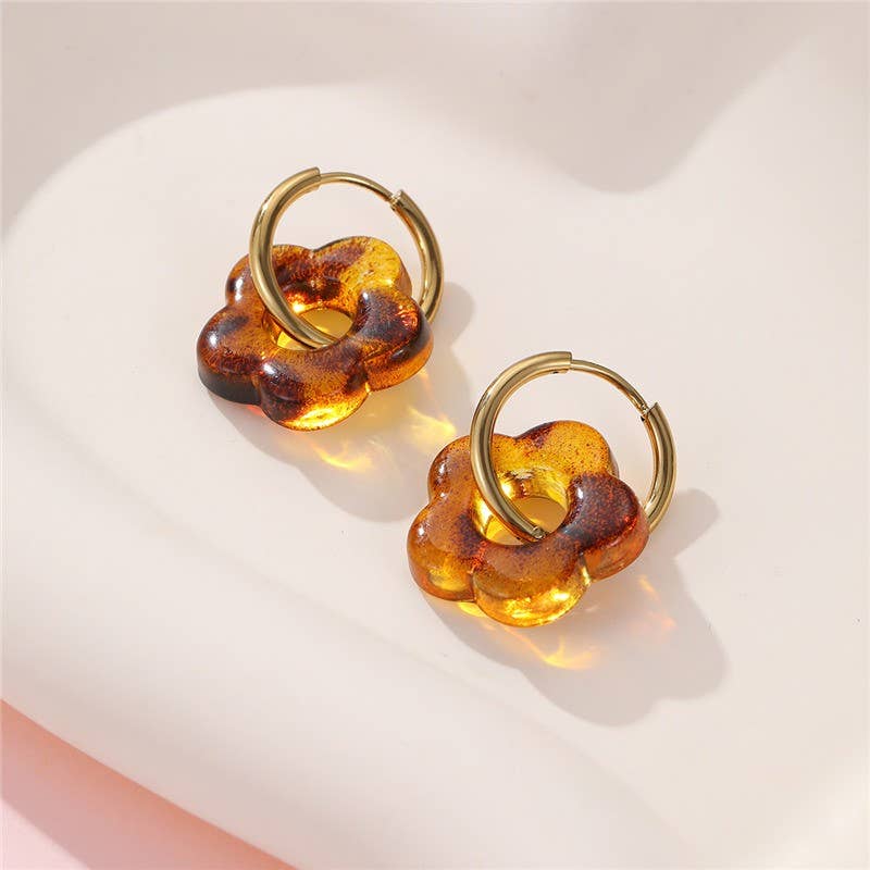 FLORAL Huggies : 18K STAINLESS STEEL TARNISH FREE