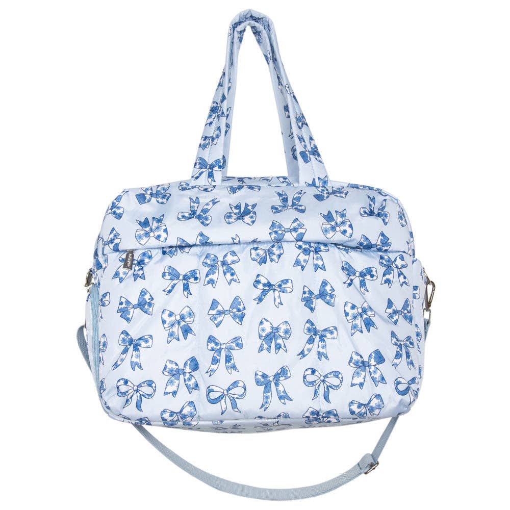Light Blue Toile Coquette Bows Weekender