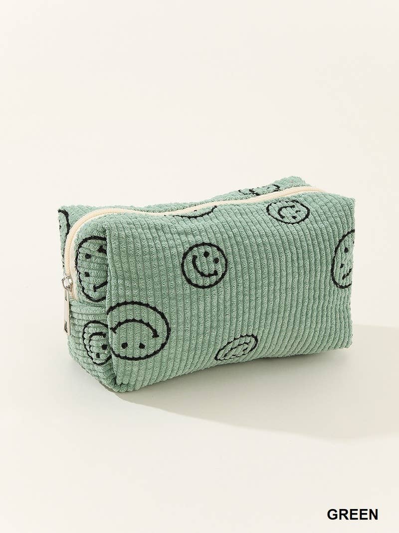 `.Corduroy cosmetic make up bag pouch