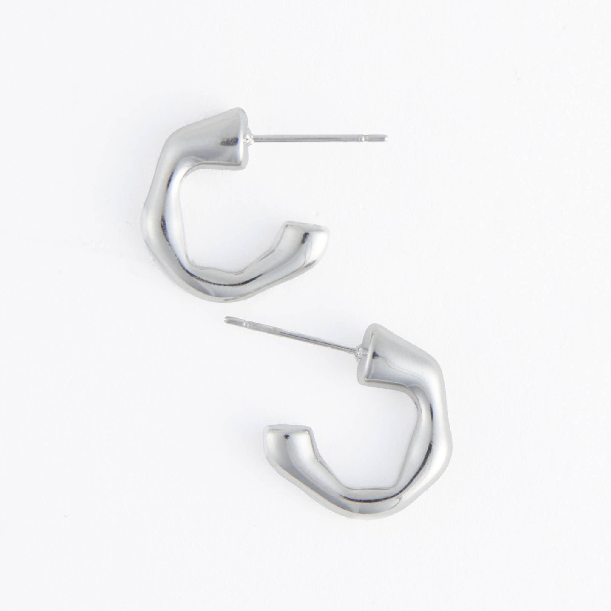 Waterproof Earrings Bamboo C-Hoop in Gold & Stainless Steel