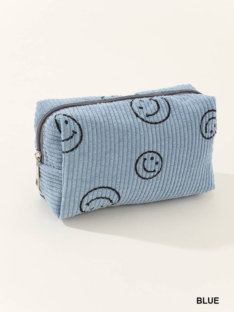 `.Corduroy cosmetic make up bag pouch