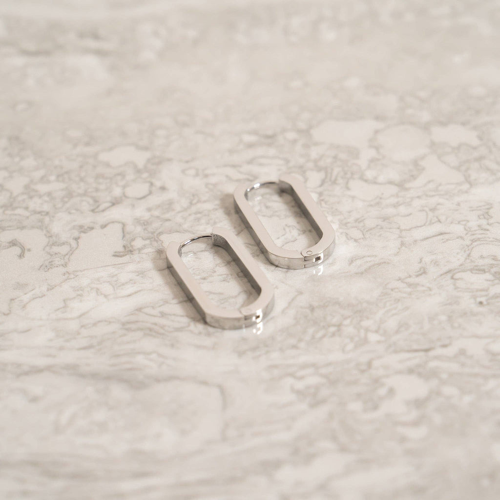 18K Gold PVD Stainless Stainless Steel Oval Huggie Earrings
