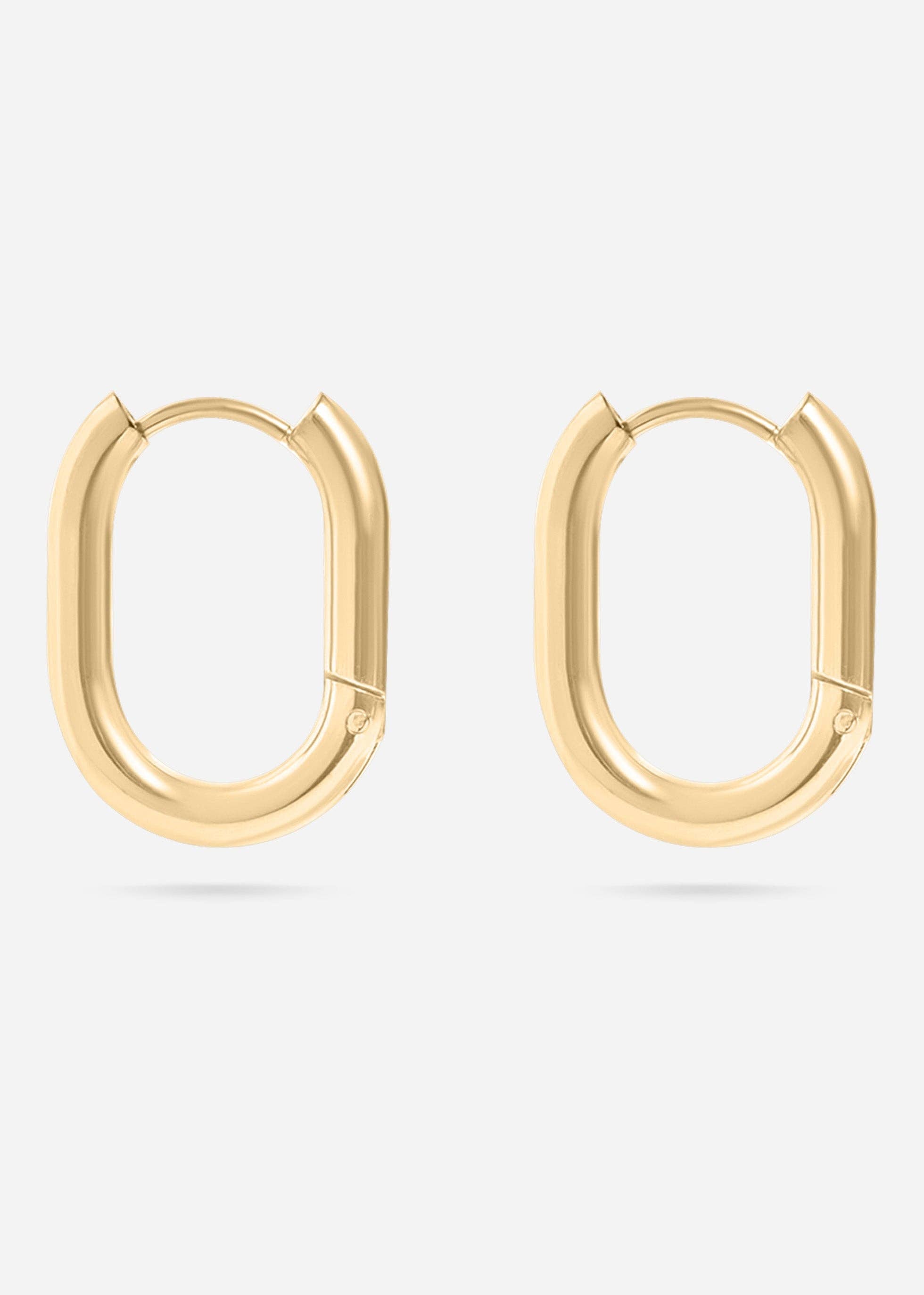 18K Gold PVD Stainless Steel Oval Huggie Earrings