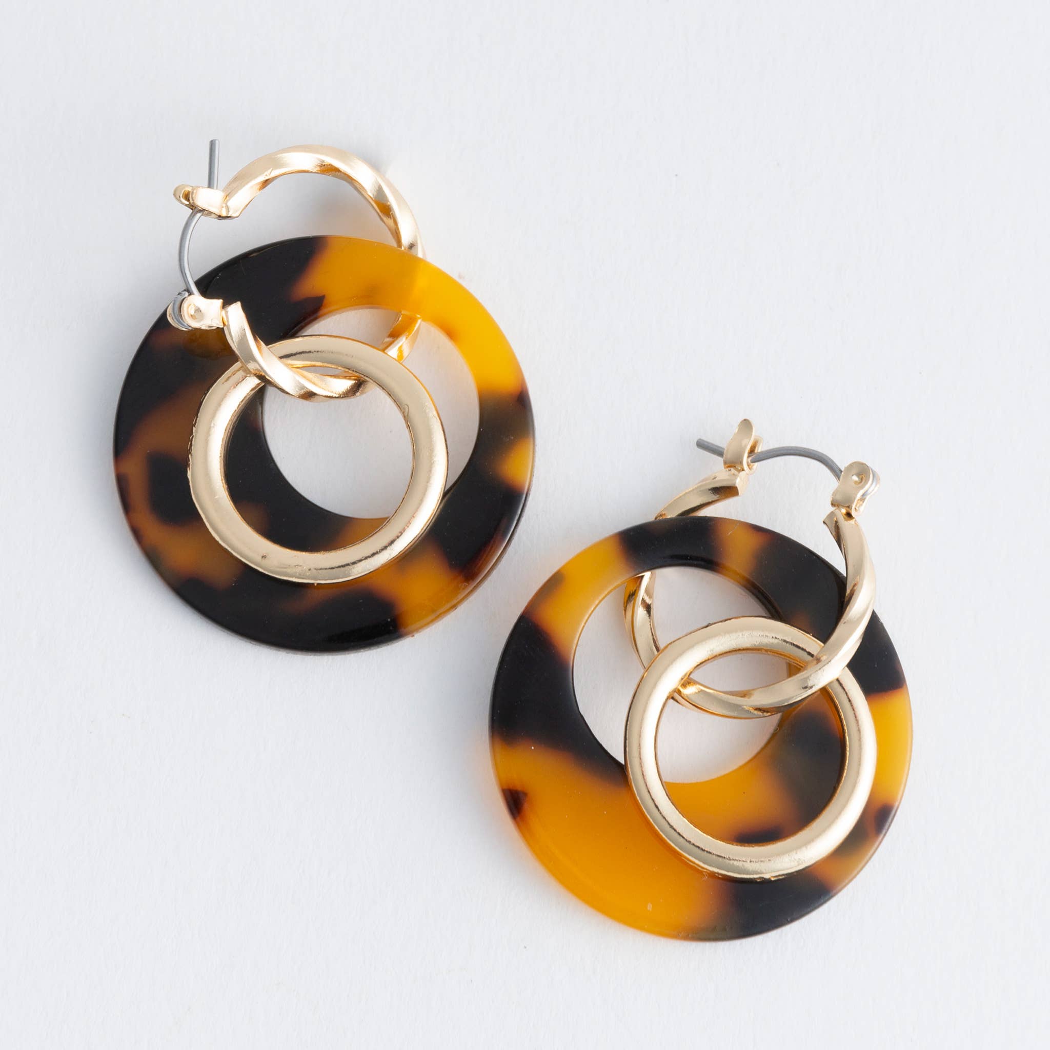 Tortoiseshell Double Ring Acrylic Hoop Earring